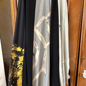 Saverio Palatella Milan Italy wrap panel skirt painted panels silk velvet wool